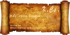 Kárpis Csaba névjegykártya